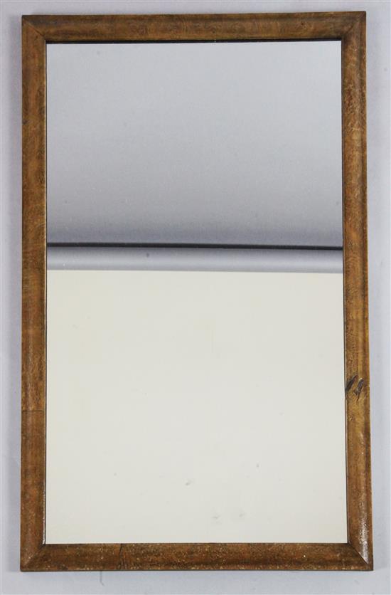 A burr elm framed wall mirror, 2ft 8in. x 1ft 8in.